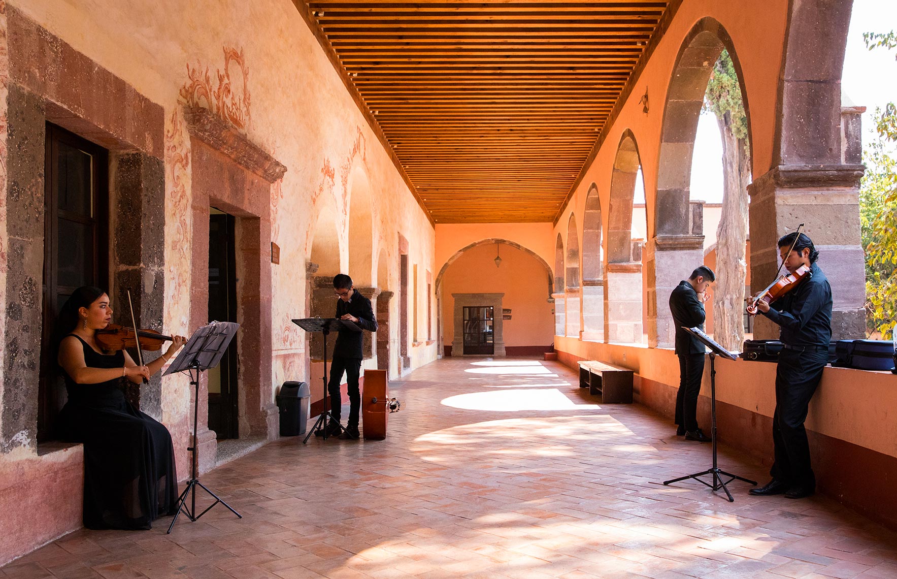 Musicians practice in the halls of The Ignacio Ramírez ’El Nigromante’ Cultural Center in San Miguel De Allende, Mexico